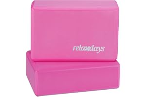 Relaxdays Yogablock i set om 2, yogaklödd för yogaövningar, hårt skum, halkfri, HBT 8 x 23 x 15 cm, färgval