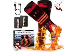 COZII Heated Socks for Men Women, 5000mAh Electric Heated Socks Rechargeable, Large Heating Area, Washable Heating Socks, Up to 65℃ Foot Warmer for Winter Outdoor Sports Skiing, Riding, Camping