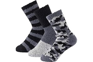 The Essentials Wardrobe Boys 3 Pack Cosy Lounge Socks Thermal Insulation Anti-Slip Elastane Stretch Kids Socks Super Soft & Fluffy for Warmth and Comfort Ideal for Winter