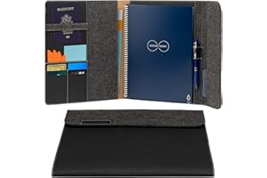Rocketbook Smart Notebook Folio Cover - Custodia per notebook - Dark Matter Black per Letter A4, riciclabile, biodegradabile, portapenne, chiusura magnetica, archiviazione interna