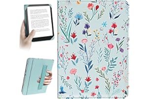 HoYiXi Universal Case for 6 inch Kindle eReader Compatible with Paperwhite(2025/2018)/PocketBook and Tolino/Kobo Clara HD,6" eReader Protective Case Cover Elastic rope,Blue flowers