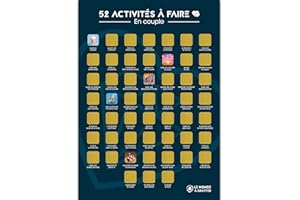 LE MONDE À GRATTER Poster à gratter couple - Format A3 - Encre à gratter dorée agréable et sans traces - 52 activités à faire en couple - Cadeau couple - Idée cadeau pour les amoureux