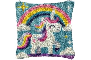 YOOTOM Latch Hook Cushion Kits for Children, DIY Latch Hook Sets Cushion Cover Carpet Embroidery Set, Christmas Latch Hook Kits 43 x 43 cm