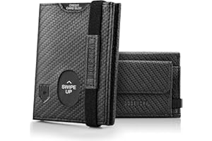 DODENSHA Slim Wallet, Genuine Leather Minimalist Wallet for Mens, RFID Blocking Tri-Fold Slim Credit Card Wallet with 10 Cards, 2 Banknote Compartments, ID Window, Coin Pocket Men Wallets with Gift Box