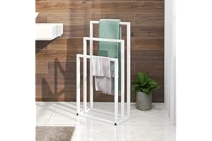 HOJINLINERO 3 Tier Freestanding Towel Rail Towel Rack Stand,Metal Towel Holder and Towel Drying Rack for Bathroom Kitchen,Towel Ladder for Towelsor Clothing,Bath Storage & Hand Towels,Washcloths