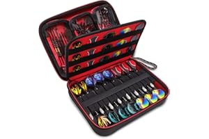 USA Gear Custodia per freccette semi rigida XL, custodia per il trasporto di freccette (15), punte per freccette, alberi per freccette, alette e altri accessori per freccette, compatibile con