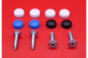 SMARTPOORER Juego de tornillos para matrícula de 12 piezas Tornillos para placa de matrícula de 4.8 x 19 mm que incluyen tapas de cubierta adecuadas para automóviles, camiones, motocicletas, placas cuádruples