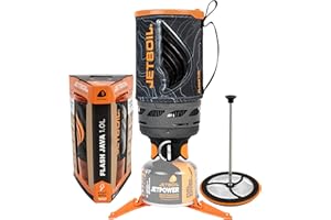 Jetboil Flash 1.0L Portable Fast Boil Stove with Silicone French Press and Auto Ignition for Camping and Backpacking, Propane/Isobutane Burner with Cooking Cup, New for 2025