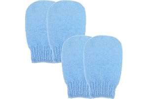 Sibba 2 Pairs Exfoliating Gloves, Exfoliating Mitt Body Scrubber for Removing Dirt and Dead Skin, Body Exfoliator for Shower Bath, Tan Removal, Keratosis Pilaris (Blue)
