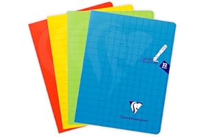 Clairefontaine 303796C Un Cahier d'Écriture Agrafé Mimesys - 17x22 cm - 32 Pages Grands Carreaux 3 mm Agrandis 12/12 - Papier Blanc 90 g - Couverture Polypro Couleur Aléatoire