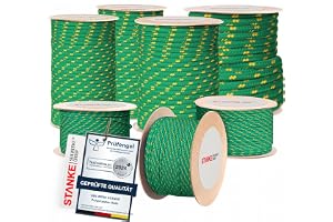 Seilwerk STANKE Polypropenrep 6mm 100m Grön-Gul - Upphängningsrep dla Tomatplantor - Rep för Jordbruk och Trädgårdsodling - S