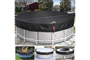 QH.HOME 12Ft Winter Round Pool Cover with 738N Strong Tear Resistant [600D Upgrade Extra Dense Heavy Duty Fabric] Swimming Pool Cover for Above Ground Pools, Solar Pool Cover with Fade Resistant, Windproof