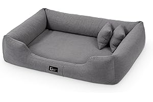 EXCLUSIVE BED Legowisko ortopedyczne dla psa Bruno | Ortopedyczne łóżko dla psa | Antypoślizgowe | Łatwe w czyszczeniu | Materac memory foam (XXL+|130x100cm, Ciemny szary)