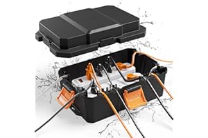 Diivoo Grand Boitier Etanche (34,41 * 24,3 * 14,93 cm), Protection de Prise Boite Etanche Electrique Exterieur, Cache Rallonge Résistant aux Lntempéries, Pour Multiprise, Lumières de Noël, Noir