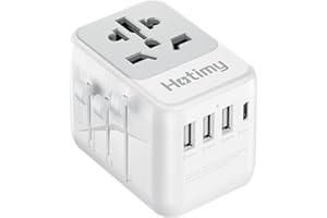 International Adaptateur Prise Universelle de Voyage, Hotimy, avec 1 Type C et 3 USB, avec Doubles Fusibles de 10A, France vers USA Canada UK Japon Australie
