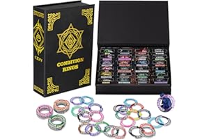 CZYY Anelli di condizione aggiornati 96 marcatori effetto stato in 24 condizioni e incantesimi scatola di immagazzinaggio libro magico grande strumento DM per dungeons & Dragons, Pathfinder, D & D e RPG