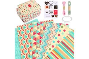 UWOBEFO 6 Rouleaux Papier Cadeau,Papier Anniversaire d'emballage,Papier Emballage Cadeau avec Ruban Adhésif 2 Cordes de Chanvre,pour Anniversaire, Mariage, Cadeau De Naissance(70x50cm)