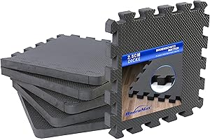 ‎BODENMAX BodenMax Dicke Sportmatte Puzzlematte rutschfeste Schutzmatten Fitness Pool Unterlegmatte | 30x30x2.5cm schwarz | 12 Stück