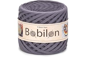 BOBILON T-shirt Fettuccini Zpagetti filato 7-9 mm, Filato per crochet un sacchetto, cesta, zaino, Filato di cotone grosso, Macramé, Jersey trapillo, Mr. Gray