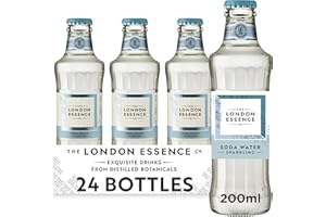 The London Essence Co. Soda Water, Premium Cocktail Mixer, 200ml, Pack of 24 bottles, No Artificial Colours Preservatives or flavours, Low Calorie