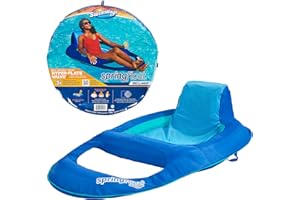 SwimWays Spring Float Recliner Pool Lounge Chair with Hyper-Flate Valve, Aqua