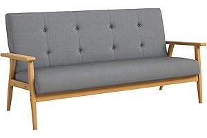 ‎HOMCOM HOMCOM Sofa 3 Sitzer, 154,5 cm Couch mit Armlehnen, Rückenlehne, Kleine Polstersofa mit Leinenoptik, Holzbeine, Gepolstert Loungesofa für Wohnzimmer, Schlafzimmer, Dunkelgrau