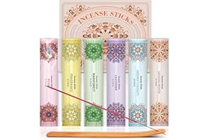 Scent-Hi Bastoncini di Incenso 120, Aromaterapia, Rilassamento, Meditazione, Guarigione, con Supporto in Legno, Lavanda, Rosa, Sandalo, Foresta Pluviale, Muschio Ambrato