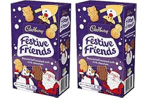 BELLA & CO. 2x Cadbury Christmas Festive Friends Milk Chocolate Biscuits | Christmas Gifts | Christmas Stocking Filler | Gift For Men Women Family Boys Girls | 150g
