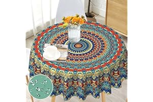 G-dake Tovaglia tavolo rotondo 150cm, copritavolo antimacchia bohémien facile da pulire, lavabile, tovaglie poliestere per cucina, tavolo da pranzo, tavolino da caffè, feste, cene
