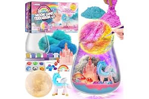 LAOESE Cadeaux Licorne-Kit de Terrarium Licorne pour Enfants- avec Peinture Lampe de Lune Veilleuse, Jouets Fille Enfant 4-12 Ans, Idée Cadeau Licorne pour Filles 4 5 6 7 8 9-12 Ans, Loisir Créatif Enfant