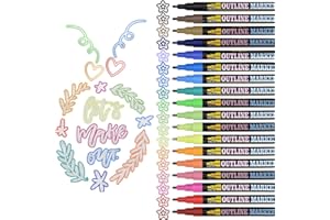 WILLINGOOD 18 kolorów Magic Pen Double Line Pen Outline Pen, Magic Pen Wodoodporny brokat Dwuliniowy Długopisy Szybkoschnący Trwały marker do malowania, kamieni, kart podarunkowych, albumów DIY, albumów