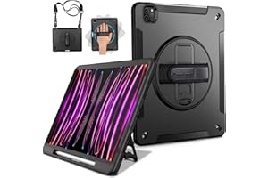 Miesherk Etui na iPada Pro 12,9 2022/2021: Wojskowy, wytrzymały, odporny na wstrząsy pokrowiec do iPada Pro 12,9 cala 6. / 5. generacji - uchwyt na ołówki - obrotowy stojak - pasek na rękę i na ramię