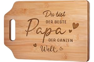 GLEEVARA Vatertagsgeschenk für Papa, Papa Geschenk Geburtstag, Bambus Schneidebrett mit Gravur, Geschenk Vatertag, Papa Geburtstagsgeschenk von Tochter Sohn, Bester Papa der Welt