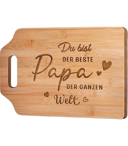 Frühstücksbrettchen „Bester Papa Der Welt“ – Aus Buche Massiv, Made In Germany, 22,5 X 12,5 Cm
