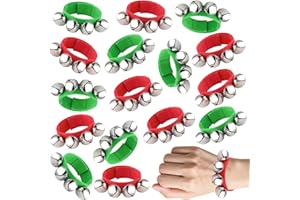 16 Pcs Wrist Bells Bracelets, PLULON Percussion Instruments Christmas Band Ankle Jingle Bells Musical Rhythm Toys Christmas Party Decoration Favors