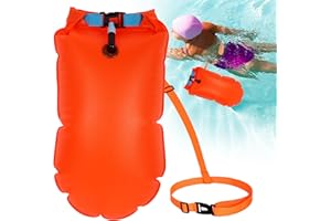 Minicoco Swim Buoy Waterproof Swimming Floats PVC Tow Float Dry Bagor Adults and kids Inflatable Watertight Dry Bagfor Open Water Water Sports Triathletes Kayakers Snorkelers (Orange)