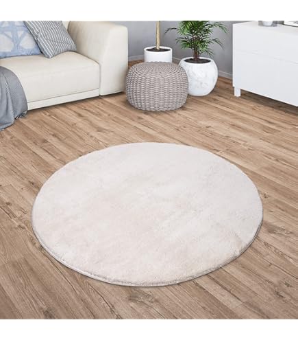 Tappeto Rotondo Morbido Peluche Per Soggiorno E Camera - Grigio Chiaro Ø150cm - Foto 11