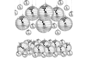 SUNSHINE SMILE Lot de 19 mini boules disco argentées facettes pour fête, décorations Noël