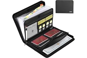 JUNDUN Trieur Document - Trieur A4 ignifuge avec fermeture éclair et étiquettes - Classeur Rangement Documents à 12 poches avec Trieur Papier multi-poches pour fichiers lettre A4 | facture et plus
