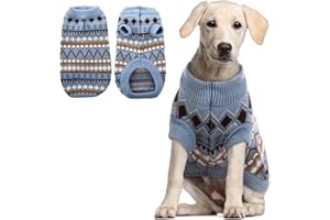 Hjumarayan Jersey para perro – Suéter bohemio para perro pequeño, mediano y grande, suéter de Navidad de punto con agujero para arnés, ropa de invierno gruesa y cálida para bulldog francés, cocker
