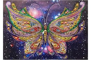MXJSUA DIY 5D Diamante de Forma Especial Pintura por número Kit Crystal Rhinestone Round Drill Art Craft para decoración de la Pared del hogar 30x40 cm Mariposa de Color