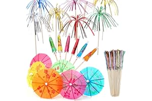 SALADOCY 60 Pieces Cocktail Party Decoration Drinks, Mini Drinks Picks, Drinks Decoration Umbrella, Mixed Colours, for Fruit, Cake, Bar, Birthday Party