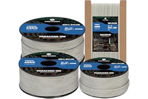 Kamu Synber 2mm Paracord 15M 100% Nylon Corda Paracadute 1 Fili Tipo I per Sopravvivenza, Esterno, DIY | Supporto 45kg | Grigio