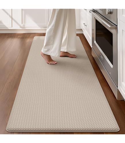 7VSTOHS Tapis de cuisine en PVC anti-fatigue, imperméable, antidérapant, lavable et résistant à l'huile 7VSTOHS Tapis de cuisine en PVC anti-fatigue, imperméable, antidérapant, lavable et résistant à l'huile