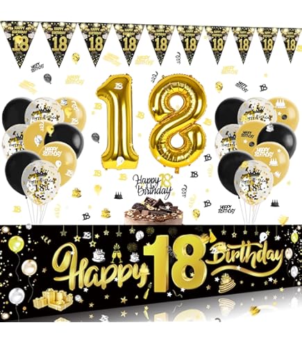 18 Verjaardag Decoratie Marine Blauw Goud, 18 Jaar Verjaardag Decoratie Meisje Jongen, Happy Birthday Banner, Confetti Ballonnen, Verjaardagsballonnen voor Verjaardagsdecoratie