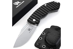 ‎WOLFGANGS Wolfgangs GLADIO Zweihandmesser Klappmesser aus feinstem D2 Stahl - Legales Taschenmesser Klappmesser - Rebustes Outdoor Messer Survival - Klappmesser Outdoor inkl. Kydex Holster (silber)