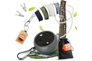 ‎ALPENWERT ALPENWERT® ROBUSTE Wäscheleine ausziehbar [10m Reise- & Camping Wäscheleine] inkl. 20 Edelstahl Klammern - für Wohnmobil, Vanlife & Backpacking