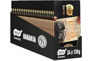 NESTLÉ DARK Nestle Dark Tableta de Chocolate Negra con Naranja, 24 x 120 g
