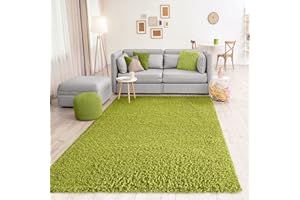 VIMODA Teppich Prime Shaggy Hochflor Langflor Einfarbig Modern Grün für Wohnzimmer, Schlafzimmer, küche, Maße:120x170 cm