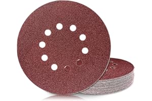 GEOGIEEW 30 Piezas Discos de Lijado de 225 mm, Grano P80, 10 Agujeros de Lijadora de Gancho y Bucle, Para Lijadora de Paneles de Yeso, Lijadora de Cuello Largo